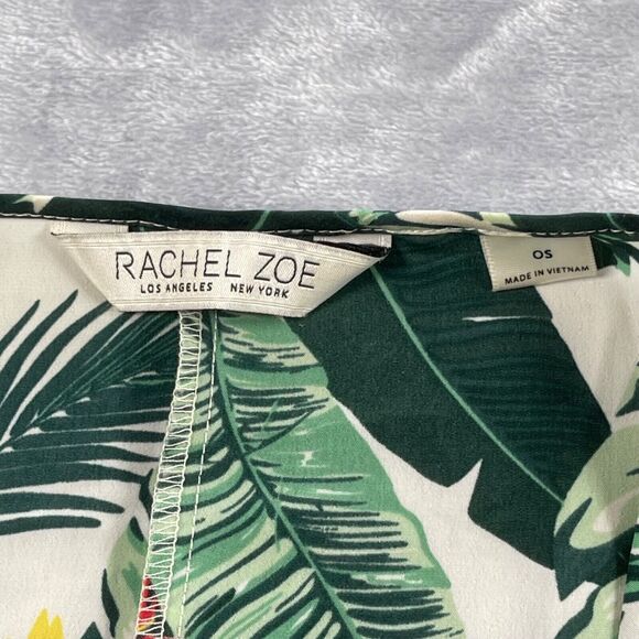 Rachel Zoe Duster Hawaiian Palm Print Kimono Tassel Tie Open Front Swim Cover Up - Picture 12 of 15